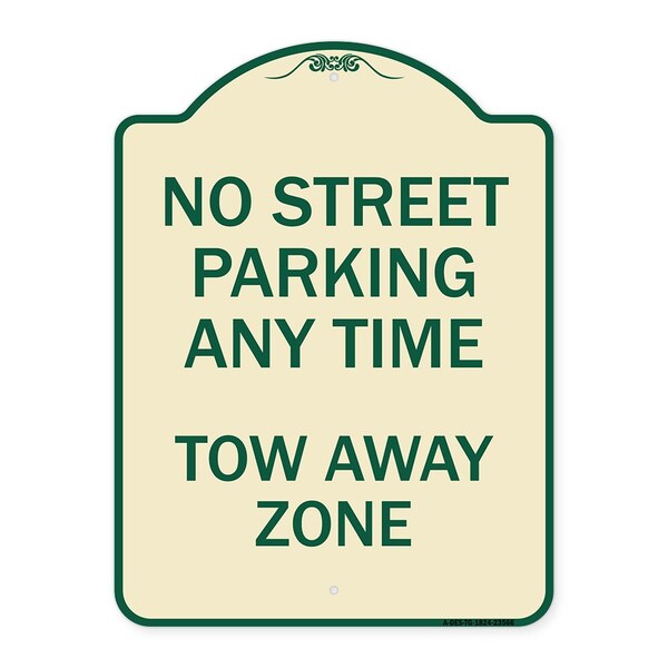 No Street Parking Anytime Tow Away Zone Heavy-Gauge Aluminum Sign, 24" x 18", TG-1824-23566